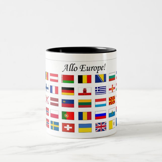 Caneca De Café Em Dois Tons Bandeiras européias (Centro)