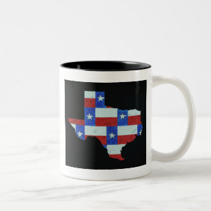 Caneca De Café Em Dois Tons Bandeiras mais grandes em Texas