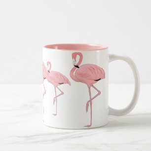 Caneca De Café Em Dois Tons bando de flamingos rosa