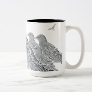 Caneca De Café Em Dois Tons Bando monocromático em Linhas Fluidas