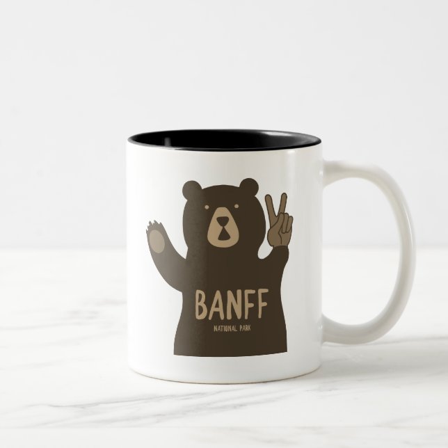 Caneca De Café Em Dois Tons Banff National Park Peace Bear (Direita)