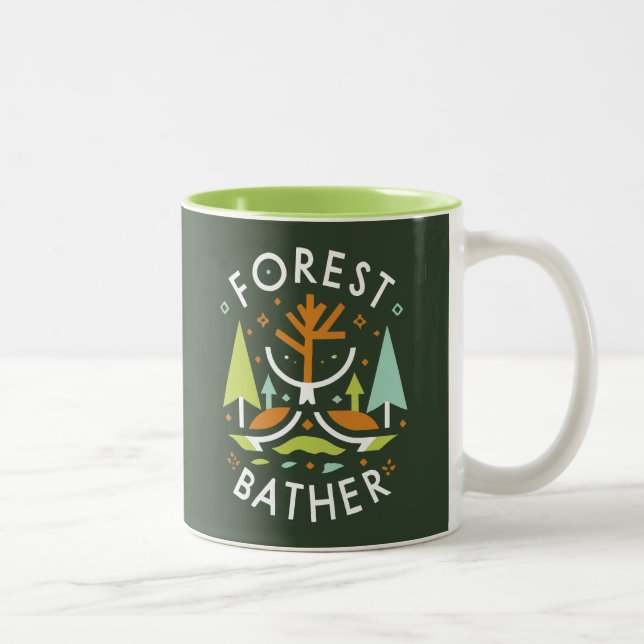 Caneca De Café Em Dois Tons Banhista da Floresta Cubista (Direita)