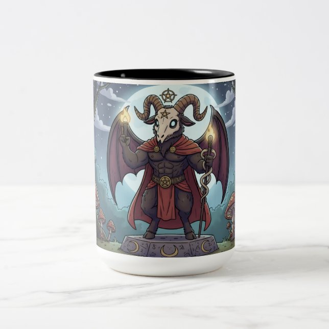 Caneca De Café Em Dois Tons Baphomet de desenho animado (Centro)