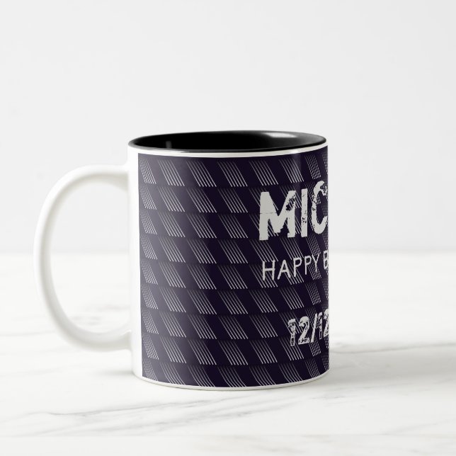 Caneca De Café Em Dois Tons Bar Mitzvah Birthday - Padrão Moderno (Esquerda)