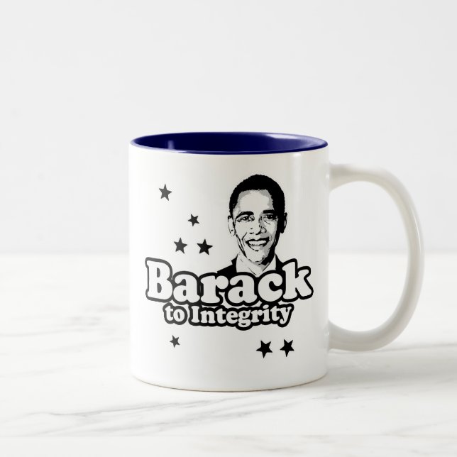 Caneca De Café Em Dois Tons Barack ao t-shirt da integridade (Direita)