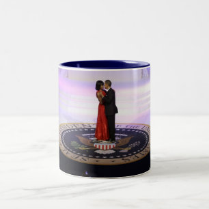 Caneca De Café Em Dois Tons Barack e Michelle Obama