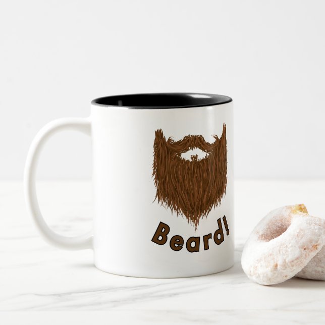 Caneca De Café Em Dois Tons barba, bata, barba, moça (Com Donut)