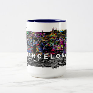 Caneca De Café Em Dois Tons Barcelona em grafite