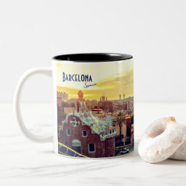 Caneca De Café Em Dois Tons Barcelona, Espanha - Park Guell