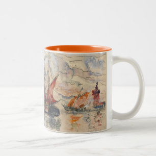 Caneca De Café Em Dois Tons Barcos de pesca em La Rochelle, c.1919-21