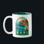 Caneca De Café Em Dois Tons Bari Itália Viagem Art Vintage<br><div class="desc">Bari retro vetor viagem design. Bari é uma cidade portuária no Mar Adriático e a capital da região da Apúlia do Sul de Itália.</div>