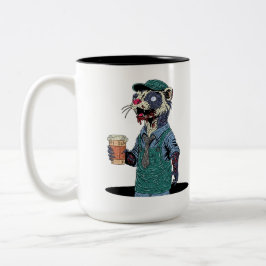 Caneca De Café Em Dois Tons Barista Furão Zumbi