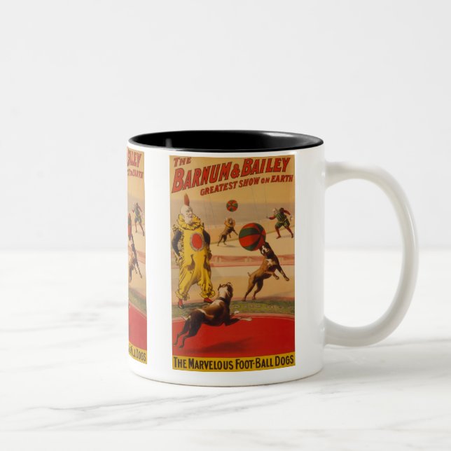 Caneca De Café Em Dois Tons Barnum & Bailey - cães maravilhosos do futebol (Direita)