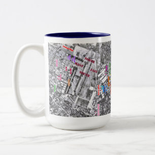 Caneca De Café Em Dois Tons Base aérea Japão Map~C-124 baixo de Tachikawa