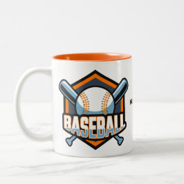 Caneca De Café Em Dois Tons Baseball de cores e nome personalizado