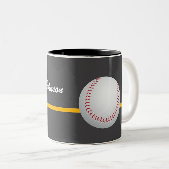 Caneca De Café Em Dois Tons Baseball on a dark gray Background personalize (Frente Esquerda)