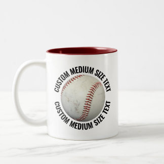 Caneca De Café Em Dois Tons Baseball & Texto Médio MAROON 11oz Personalizado