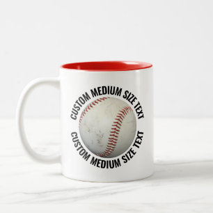Caneca De Café Em Dois Tons Baseball & Texto Médio Personalizado 325ml Vermelh