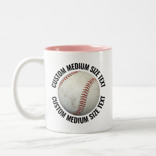 Caneca De Café Em Dois Tons Baseball & Texto Médio PINK 325ml Personalizado