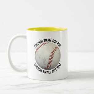 Caneca De Café Em Dois Tons Baseball & Texto Pequeno AMARELO 325ml Personaliza