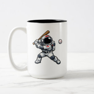 Caneca De Café Em Dois Tons Basebol Astronauta
