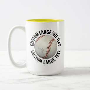 Caneca De Café Em Dois Tons Basebol & Letras Grandes AMARELO 443g Personalizad