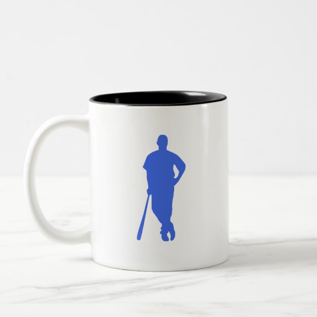 Caneca De Café Em Dois Tons Basebol Real Azul e Branco (Esquerda)
