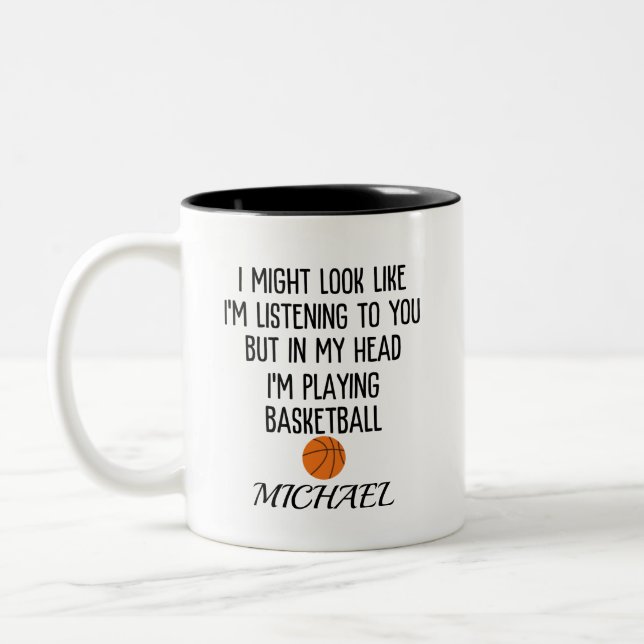 Caneca De Café Em Dois Tons Basquete (Esquerda)