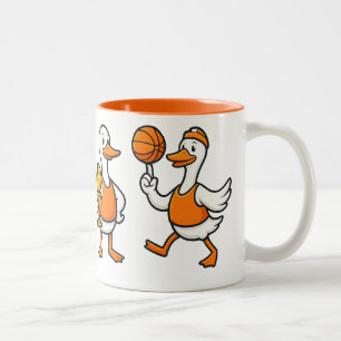 Caneca De Café Em Dois Tons Basquete do Ganso Bobo Cestas do Ganso Engraçado