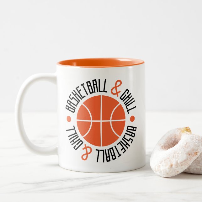 Caneca De Café Em Dois Tons Basquete e Enchimento (Com Donut)