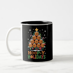 Caneca De Café Em Dois Tons Basquete Férias de Natal Esporte Feriado Natalino