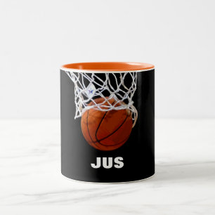 Caneca De Café Em Dois Tons Basquete Seu Nome Personalizado