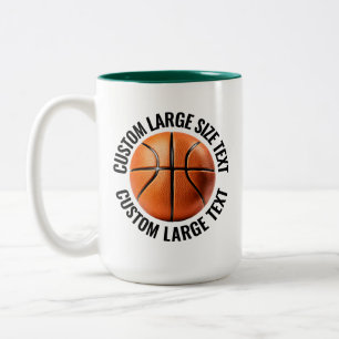 Caneca De Café Em Dois Tons Basquete & Texto Grande HUNTER GREEN 15oz Personal