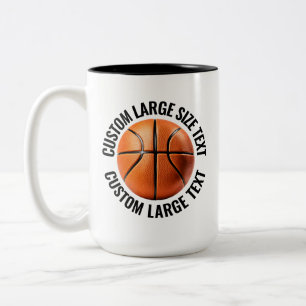 Caneca De Café Em Dois Tons Basquete & Texto Grande PRETO 425g Personalizado