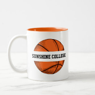 Caneca De Café Em Dois Tons Basquetebol Nome da Equipe Favorita