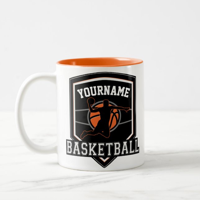 Caneca De Café Em Dois Tons Basquetebol Personalizado Jogador NOME Enterrada d (Esquerda)