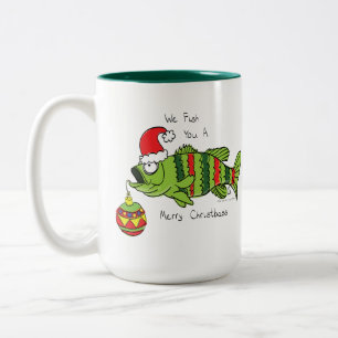 Caneca De Café Em Dois Tons Bass de Natal Engraçado Pesca Peixe Cartografia Bo