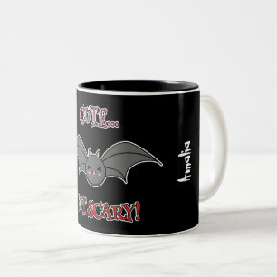 Caneca De Café Em Dois Tons Bat Bonito mas Assustador Adicione seu nome