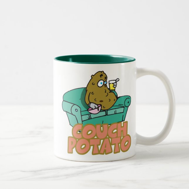 Caneca De Café Em Dois Tons Batata de Sofá Engraçada (Direita)