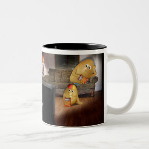 Caneca De Café Em Dois Tons Batatas de sofá, pai e filho