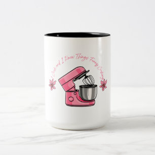 Caneca De Café Em Dois Tons Batedeira Rosa Arte de Confeitaria