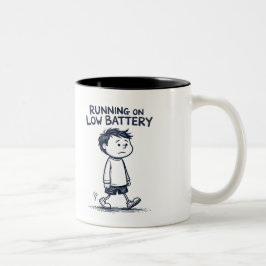 Caneca De Café Em Dois Tons Bateria fraca - Recarga da cafeína necessária