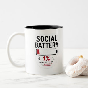 Caneca De Café Em Dois Tons Bateria Social Baixa Adesivo Engraçado para Introv