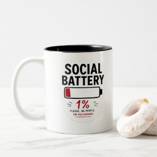 Caneca De Café Em Dois Tons Bateria Social Baixa Adesivo Engraçado para Introv