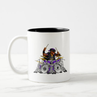 Caneca De Café Em Dois Tons Baterista de Rockin Rottie