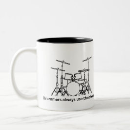 Caneca De Café Em Dois Tons Bateristas Usam Suas Cabeças