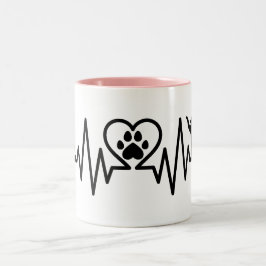Caneca De Café Em Dois Tons Batimento Cardíaco de Gato com Outro Gato 