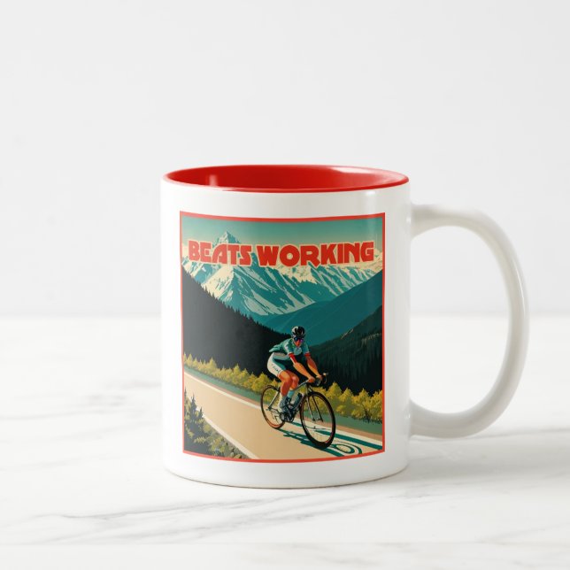 Caneca De Café Em Dois Tons Batimentos de ciclismo funcionando (Direita)