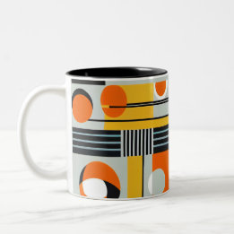 Caneca De Café Em Dois Tons Bauhaus Geométrico Design 01 Perfeito Para