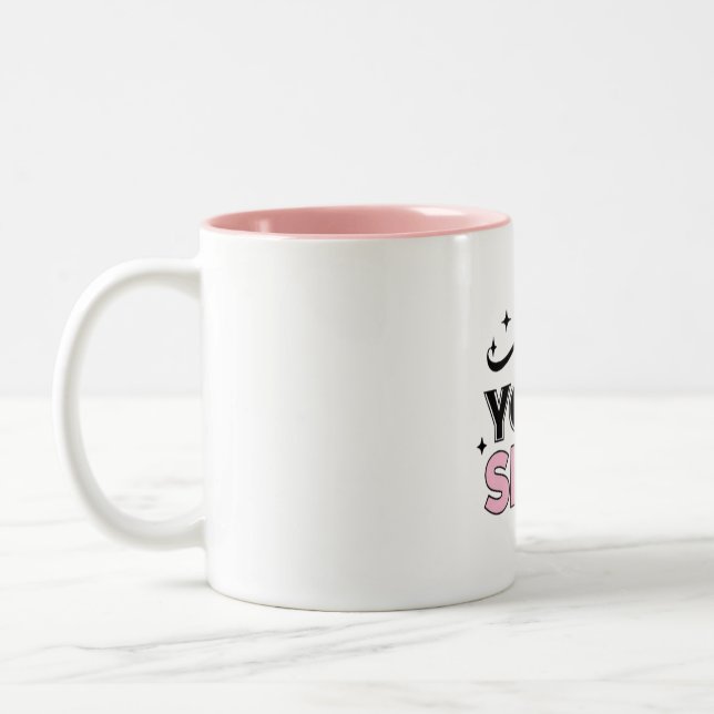 Caneca De Café Em Dois Tons "Be Your Self" Inspirational Black and Pink Mug (Esquerda)